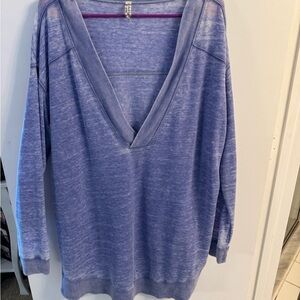 Free People Deep V-Neck Sweater in Lavender Blue